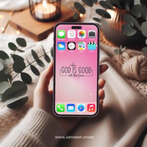 Gods Good All the Time Pink Sparkle Background Digital Wallpaper and print file