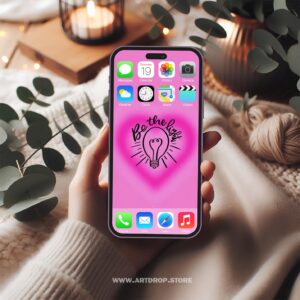 Be The Light Bulb Pink Heart For Phone Digital Wallpaper and print file
