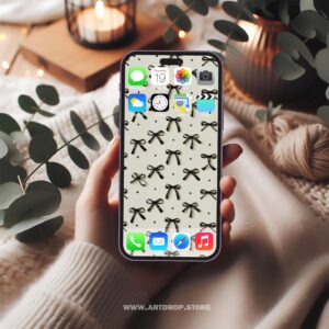 Scattered Bow Pattern in Black Dots Design Digital Canvas Prints Poster Wallpaper for multiple devices
