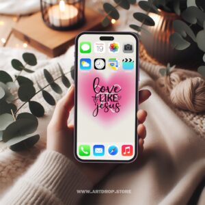 Love Like Jesus Pink Heart Phone Tablet Watch Desktop Digital Wallpaper and print file