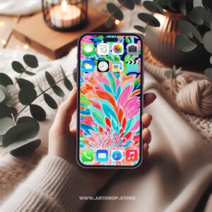 Abstract Colorful Flower Pattern Digital Wallpaper or print file for phone