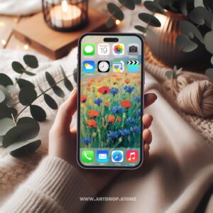 Impressionist Floral Field Landscape Artwork For Phone Digital Wallpaper or print file for phone