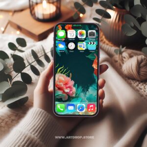 Artistic Hibiscus Floral Green Plant for a Touch Tropical Digital Wallpaper or print file for phone