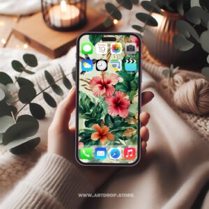 Floral Fantasy Hummingbird Paradise Elegant Mobile Digital Wallpaper or print file for phone