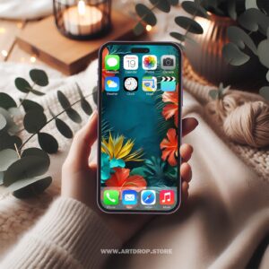 Exotic Tropical Flowers Paradise Vibrant Art Digital Wallpaper or print file for phone