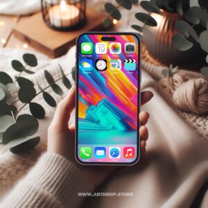 Modern Geometric Colorful Shapes Phone Background Digital Wallpaper or print file for phone