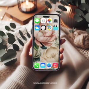 Floral Dream Pink and Cream Artistic Design Digital Wallpaper or print file for phone