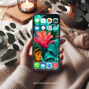 Tropical Flowers Vibrant Colors Phone Background Digital Wallpaper or print file for phone