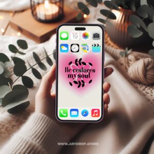He restores my soul Pink Heart Digital Wallpaper and print file