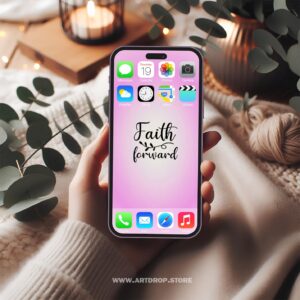 Pink Gradient Faith Forward Art Great Idea Digital Wallpaper and print file