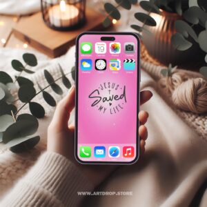 Pink Jesus Saved My Life Inspirational Design Digital Wallpaper and print file