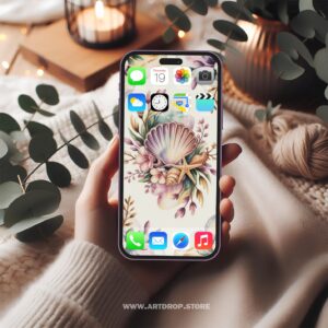 Seashells Flowers Starfish Summer Vibes Digital Wallpaper or print file for phone