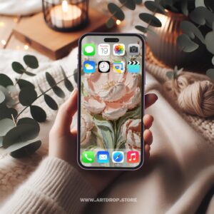 Embossed Pink Flowers in Full Bloom Design Digital Wallpaper or print file for phone