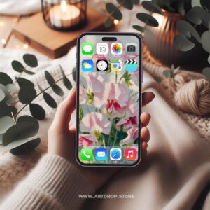 Gentle Petals Fresh Pink Floral Design Digital Wallpaper or print file for phone