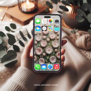 Floral Textured Art Mobile Pink Flowers Digital Wallpaper or print file for phone