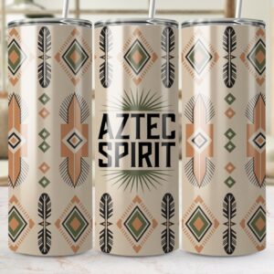 Aztec Spirit Tan Pattern Aztec Tribal Bohemian Tumbler Wraps
