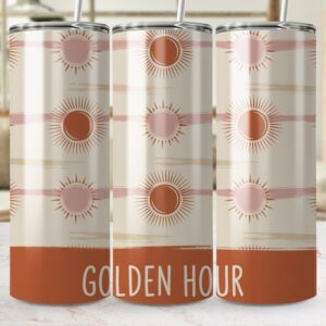 Golden Hour Sun Motif Boho Inspired Design Tumbler Wraps