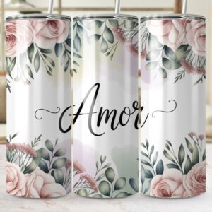 Watercolor Floral Amor Design For Tumbler Decoration Tumbler Wraps