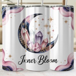 Inner Bloom Crystals with Moon Design Watercolor Tumbler Wraps