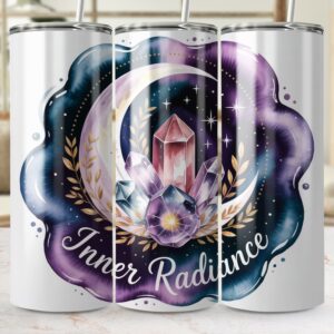 Inner Radiance Crystal Moon Design For Drinkware Projects Tumbler Wraps